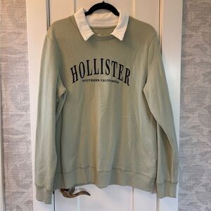 Women’s Green Hollister Co. crewneck sweatshirt with sewn in collar sz XL